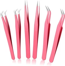 6 Pcs High Precision Lash Tweezers Set Eyelash Extension Stainless... 