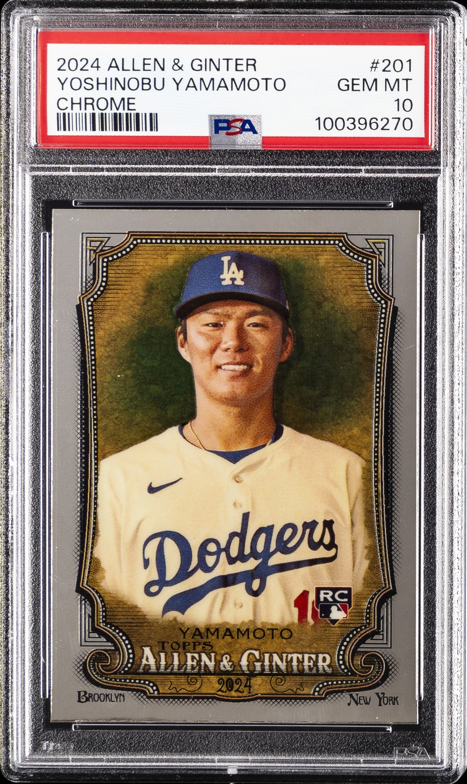 2024 ALLEN & GINTER CHROME #201 YOSHINOBU YAMAMOTO PSA 10