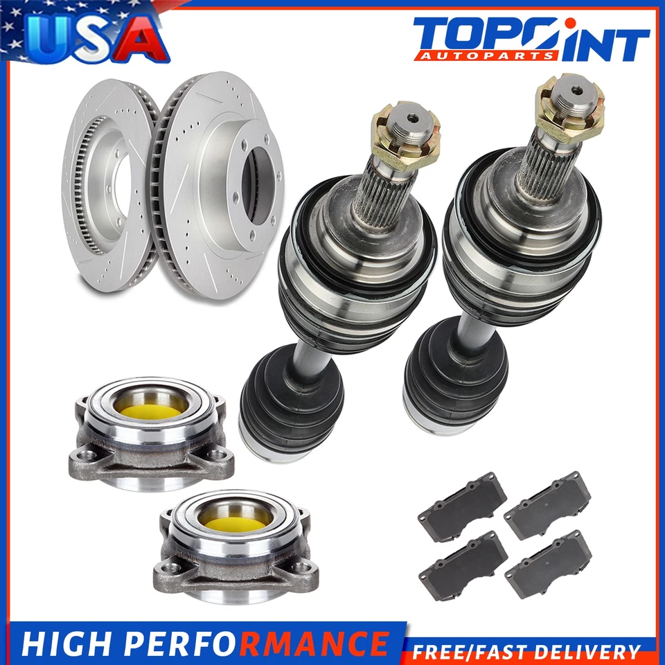 For 2005-2010 Toyota Tacoma Front CV Axle+Brake Pads&Rotors+Wheel Bearing Hub - Изображение 3 из 4
