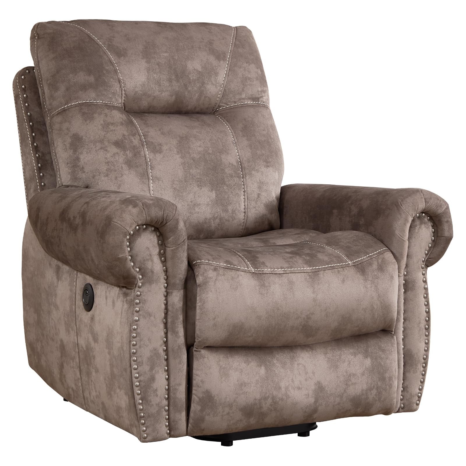 EBELLO Electric Power Recliner Chair with Massage and Heat, Vintage Rivet Design