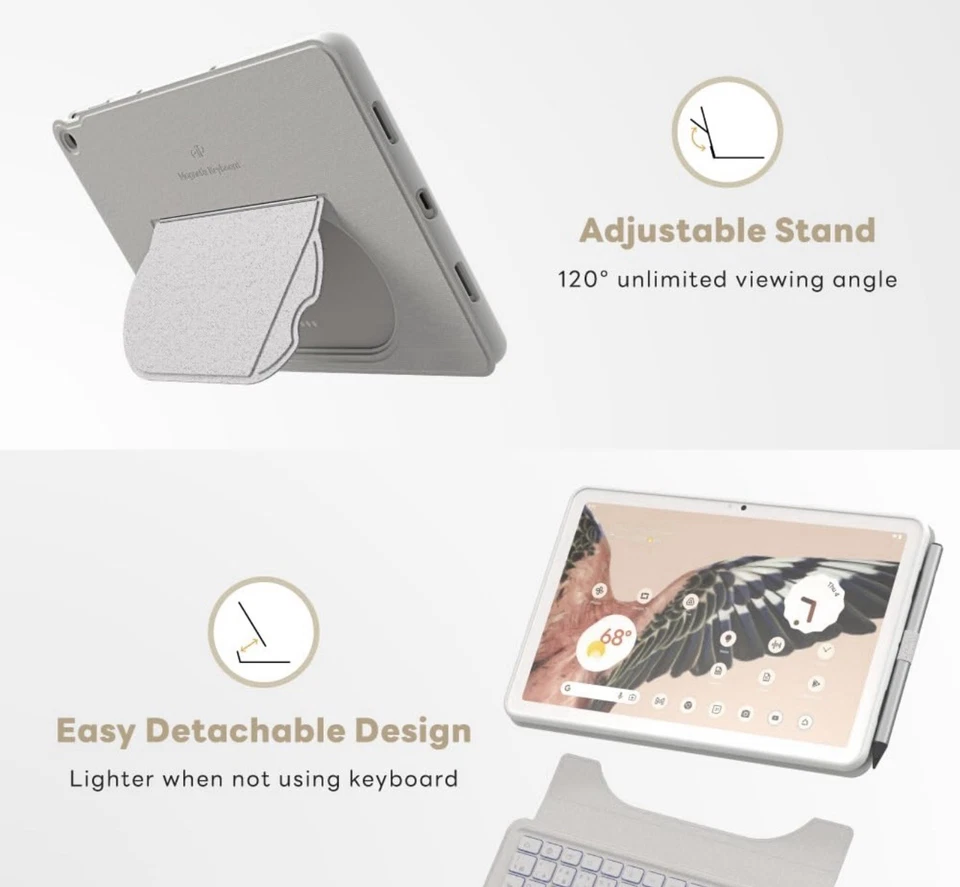 EIP Magnetix Keyboard Case for Google Pixel Tablet 11 inch (2023), White - Image 3 of 4