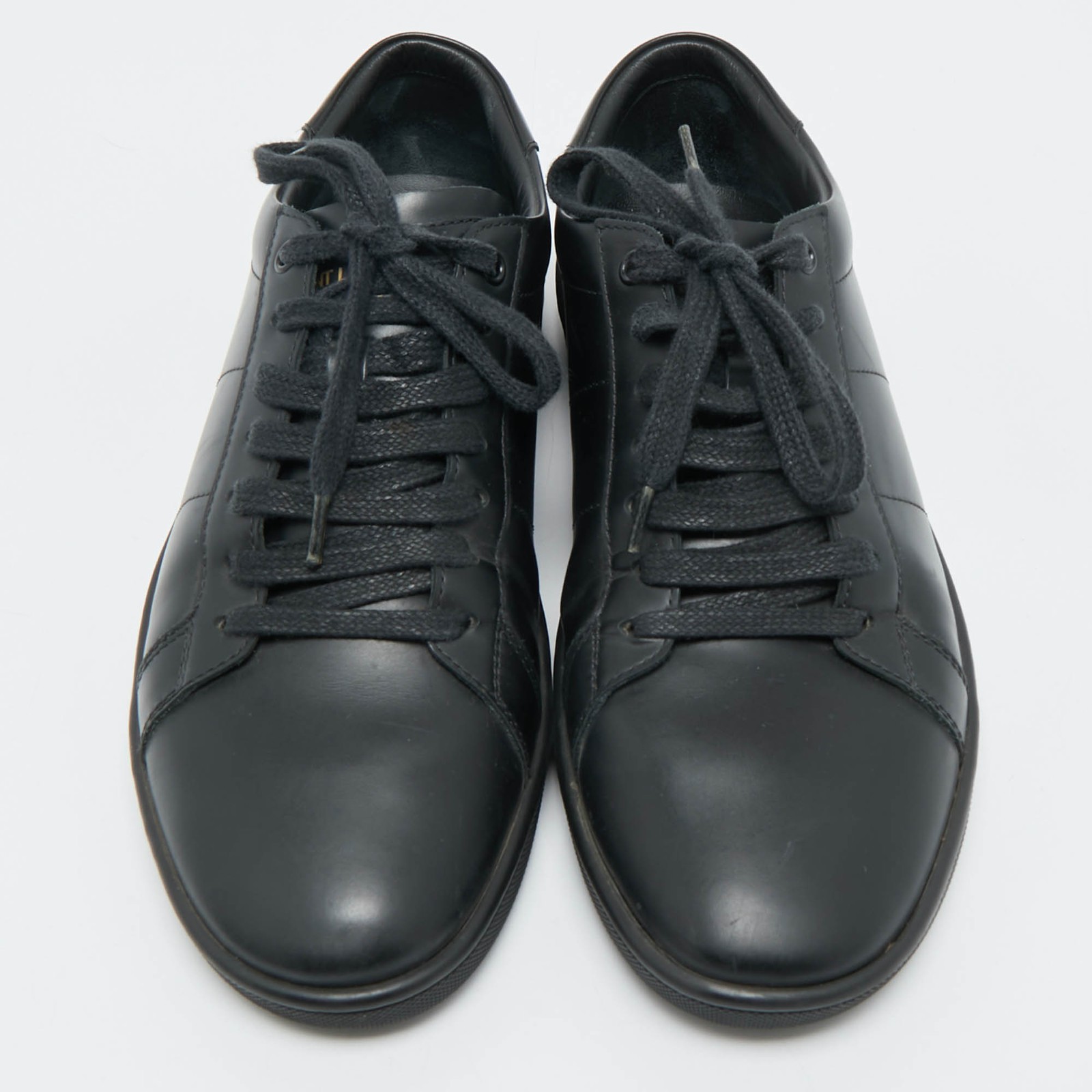 Sneakers basse Saint Laurent corte classiche in pelle nera con labbra taglia 40