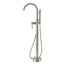 Athena 1-Handle Freestanding Roman Tub Faucet with Hand Shower in Brushed Nickel
