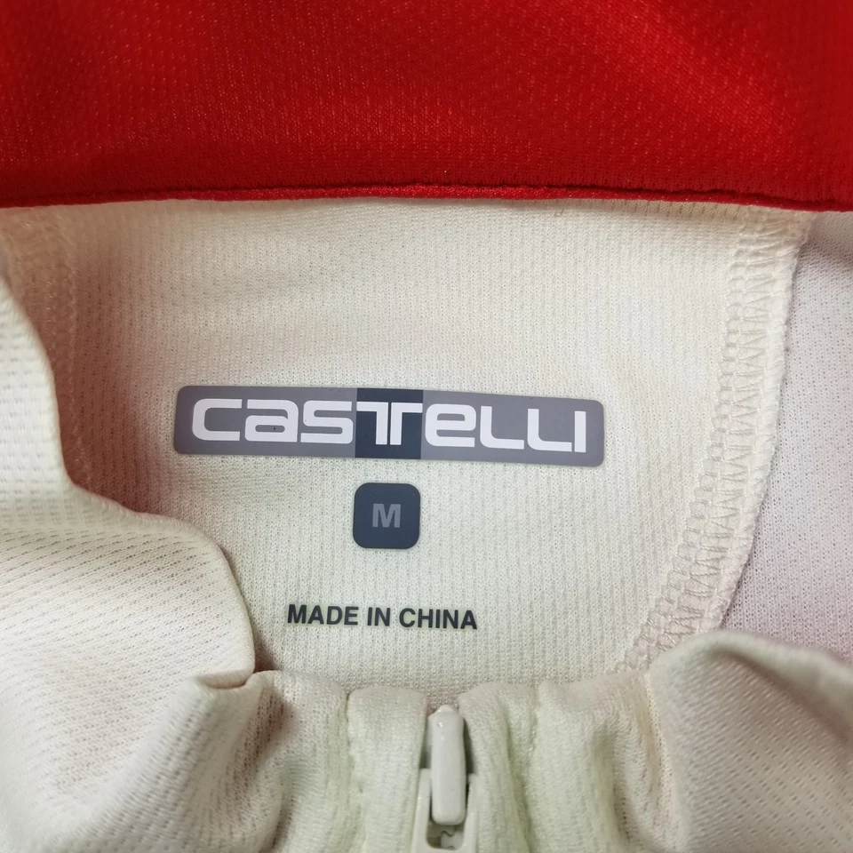 Camisa de Ciclismo Castelli Talla M Blanca Roja Cremallera Completa Logo Escorpión Manga Corta Foto 3 de 4