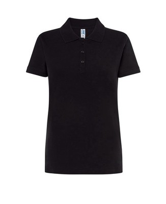 JHK Polo Women s Ladies POPL200 Black Cotton Pique Fabric Body Fitted Size Large