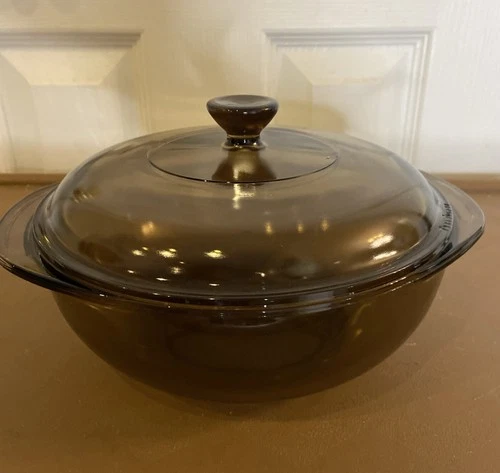 Pyrex Vintage Amber Glass 1.5 L Round Casserole Dish #023 With Lid