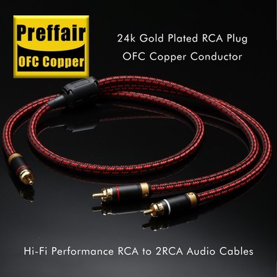 RCA Male to 2 x RCA Male Audio Adapter Y Splitter Cable Speakers Combiner
