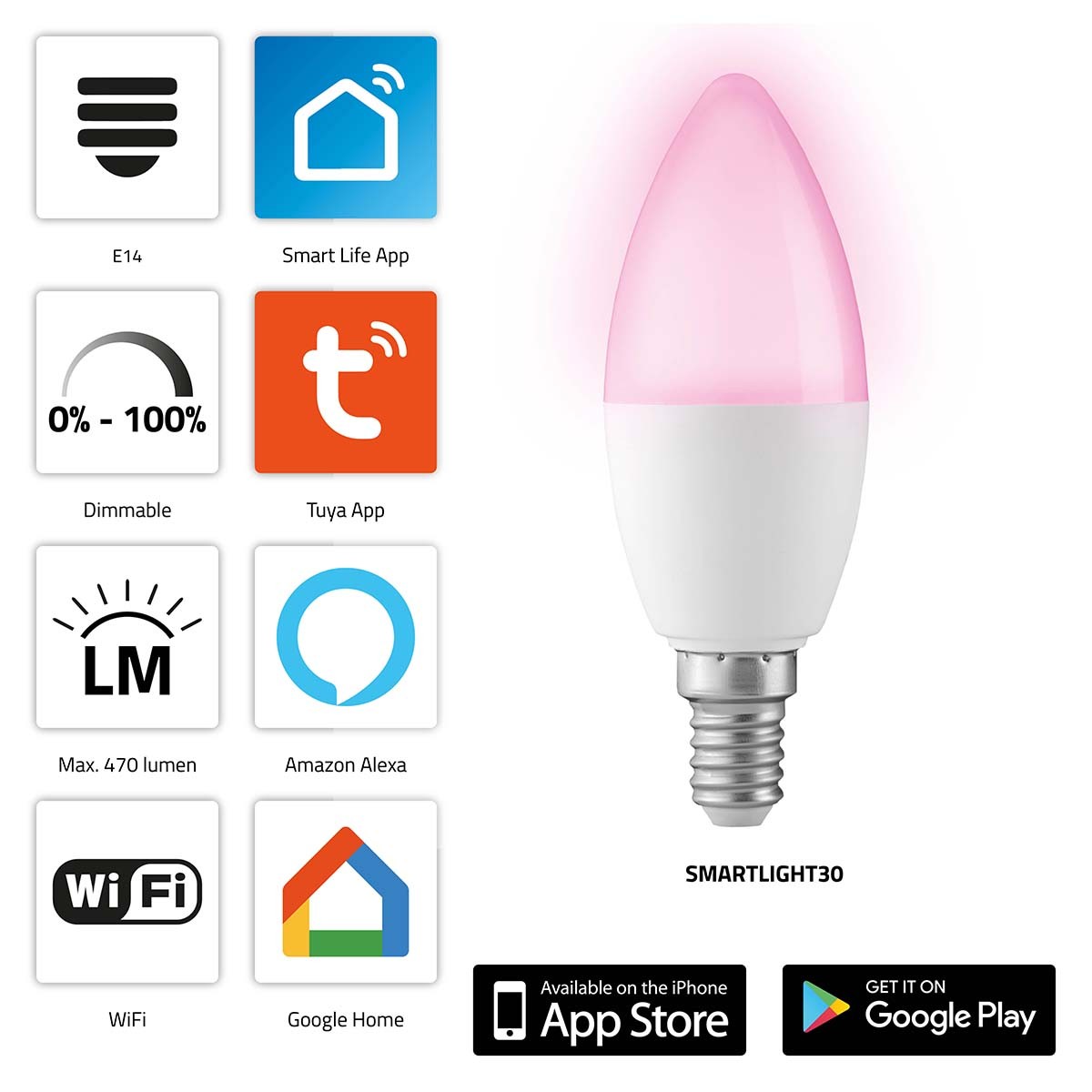 Ampoule LED connectée E14 SMARTLIGHT30 Alecto blanc - 4