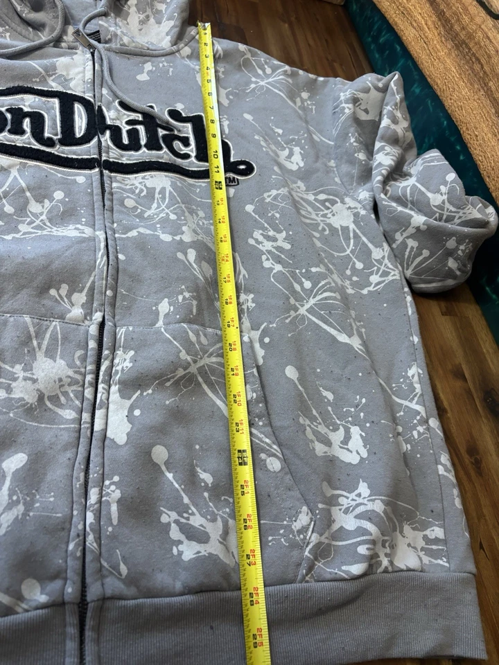 Von 荷兰全拉链连帽衫,黑白油漆飞溅设计。3XL — 第 4/4 张图片