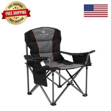 500LB Capacity Camping Chair - Padded & Portable with Storage Features