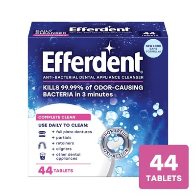 Efferdent Retainer & Denture Cleaner Tablets, Complete Clean , 44 CT