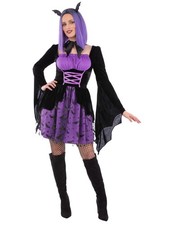 Smiffys Ladies Purple Cosplay Vampiress Costume with Dress and Headband Women s