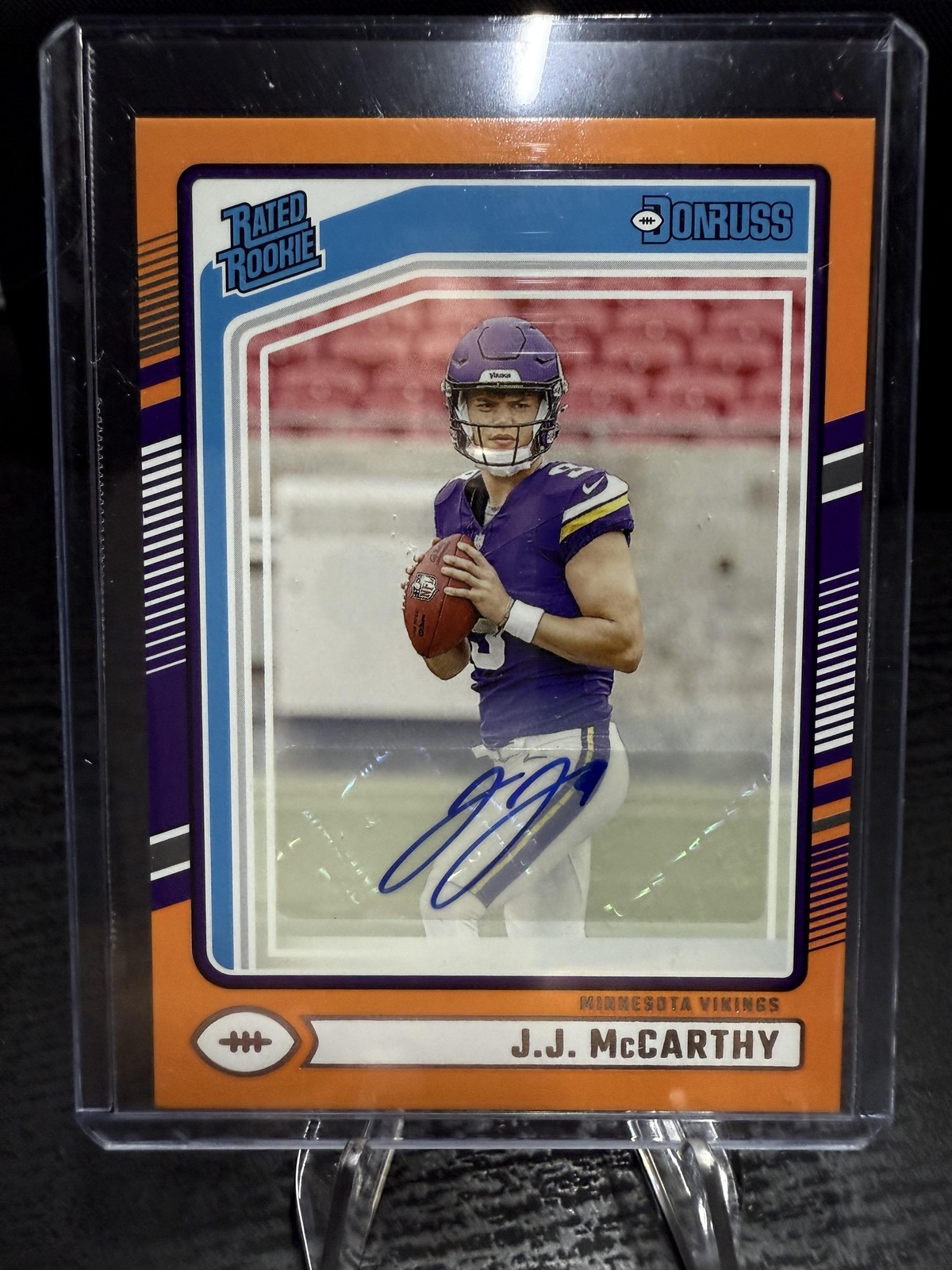 2024 Donruss #303 J.J. McCarthy Rated Rookies Autographs Orange