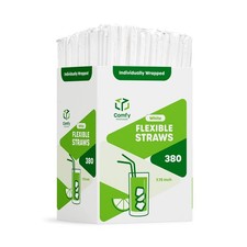 Comfy Package Individually Wrapped Disposable Plastic Flexible Drinking Straws