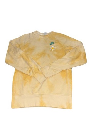 Nike Sportswear Crewneck French Terry Have A Nice Day Yellow Tie Dye Size Small