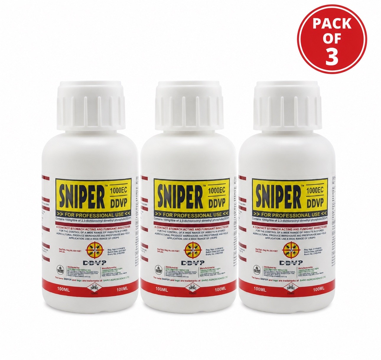 Sniper 1000EC DDVP DDP Insecticide 100mL Plastic Bottle