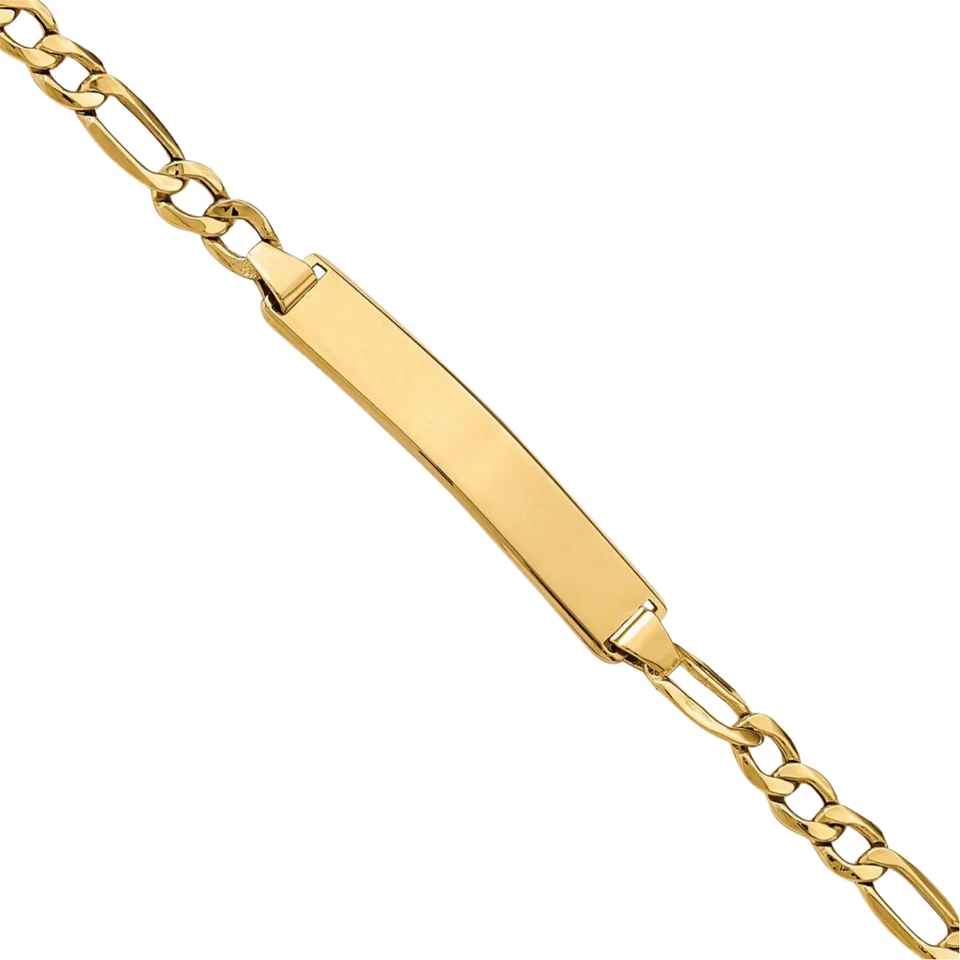 14K Solid Yellow Gold Figaro Link ID Bracelet - Image 4 of 4