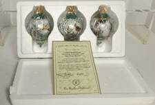 Bradford Editions 1999 Lena Liu Ornaments Set of 3 Birds cardinal blue Jay finch
