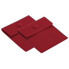 2 Pack 4x4 Inch Jewelry Pouches Velvet with Snap Button for Rings Red