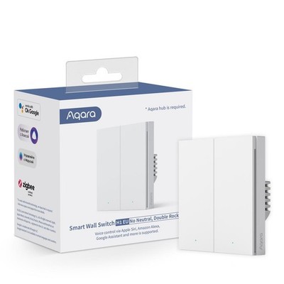 AQAZWS-EUK02 - Smart Wall Switch H1 White No Neutral, Double...