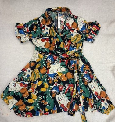 Anthropologie Eva Franco Faux Wrap Print Shirt Dress 1X Size