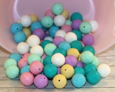 25 Silicone Beads, Faceted Round Multi Colors, 15.5mm, sb1