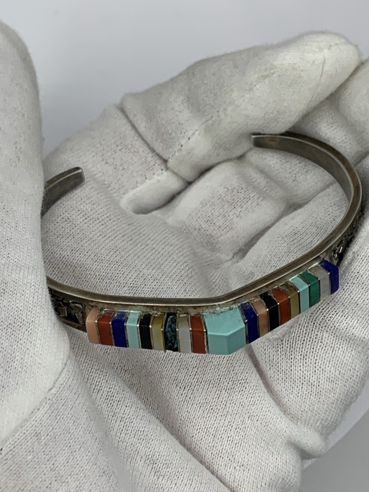 SterlingSilver Native American Multistone Bracele… - image 1