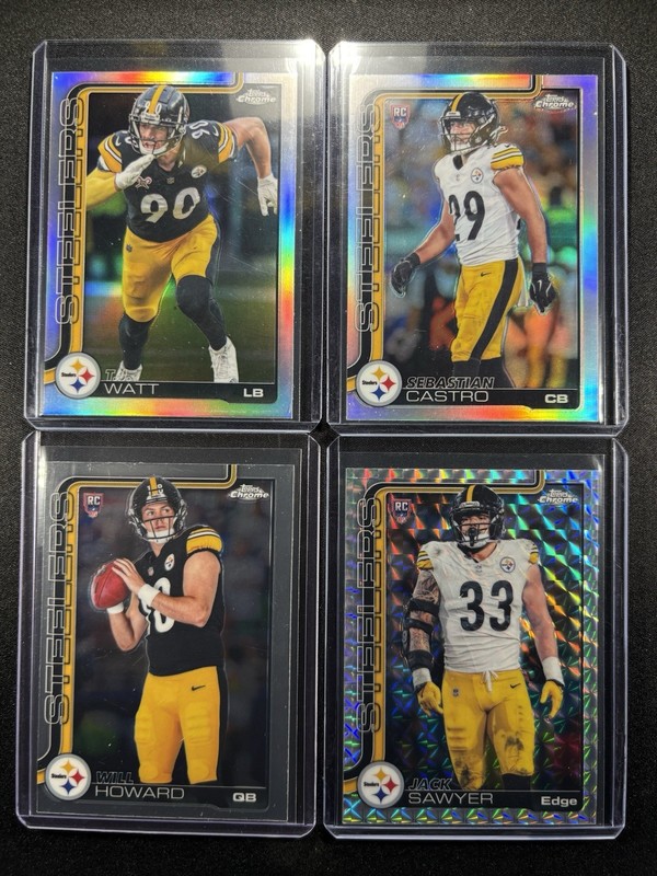 2025 Topps Chrome Steelers 8 Lot  Howard, Castro,Slay, Harmon, Benton
