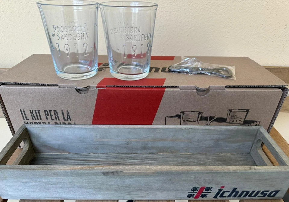 Ichnusa SET Nuovo: 2 Bicchieri, Vassoio, Apribottiglia - Immagine 3 di 4