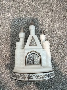 Disney Fantasy Fairytale Wedding Castle Porcelain White Silver Cake Topper