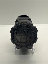 Casio World Time Watch Men 43 MM Round Dial Black WR 100M New Battery 10"