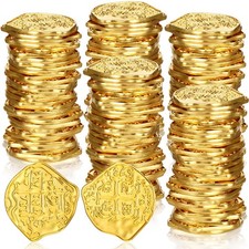 50 Pcs Metal Pirate Coins Spanish Doubloon Modern Style, Gold