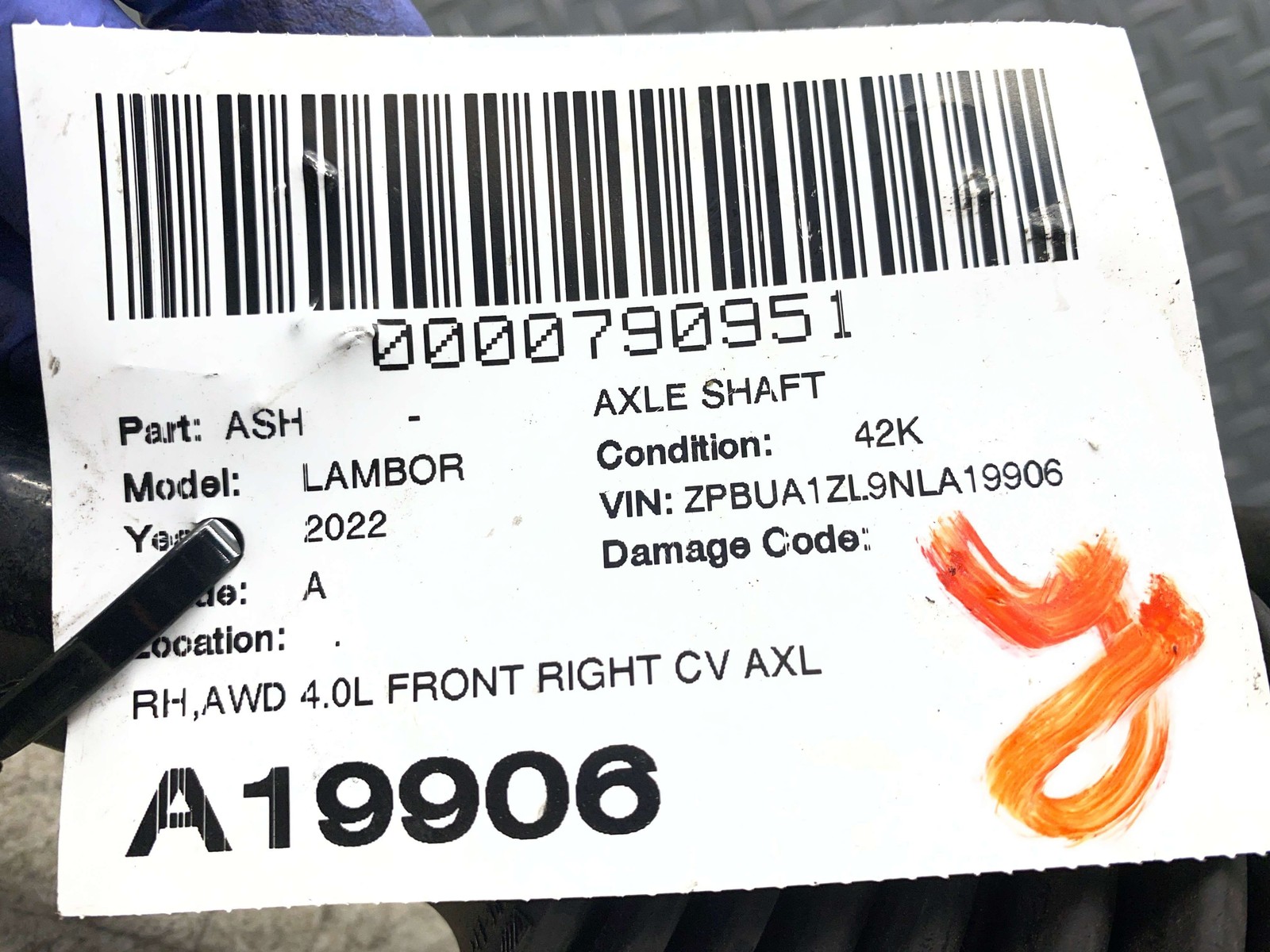 Lamborghini Urus 2019-2022 Front Right Axle shaft P/N 4M0407271P