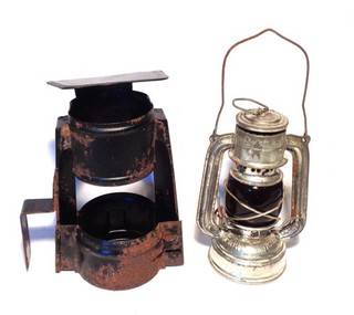 Alte Frowo Gespannleuchte m. Sturmlaterne Petroleumlampe Frowo Nr. 50 um 1940 1