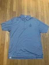 Peter Millar Pinehurst #2 1895 Golf Polo Shirt Mens XL Purple Striped Putter Boy