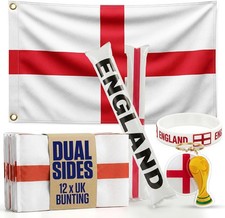 2026 World Cup England Supporter Set &ndash; Bunting, Thundersticks, Wristband & Keyri