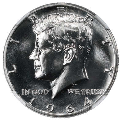1964 Kennedy Silver Half Dollar NGC PF-69 Type 1 Reverse Straight