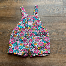 Vintage Oshkosh Floral Shortalls Bubble Romper Pink Flowers Vestbak 6 Months