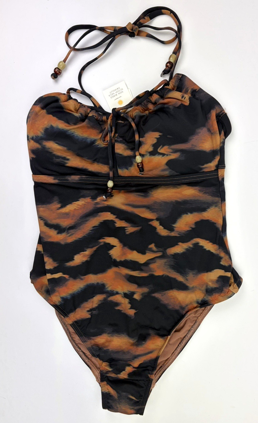 Marks & Spencer Non wired stay new scoop neck swimsuit UK 14 BROWN BNWT