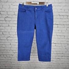 Chico's Blue Denim Capri Mid Rise Stretch Tapered Jeans 1 US 8 30x21