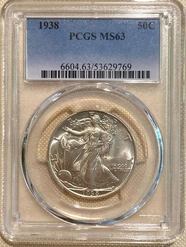 Beautiful 1938 P Walking Liberty Half Dollar - PCGS MS63