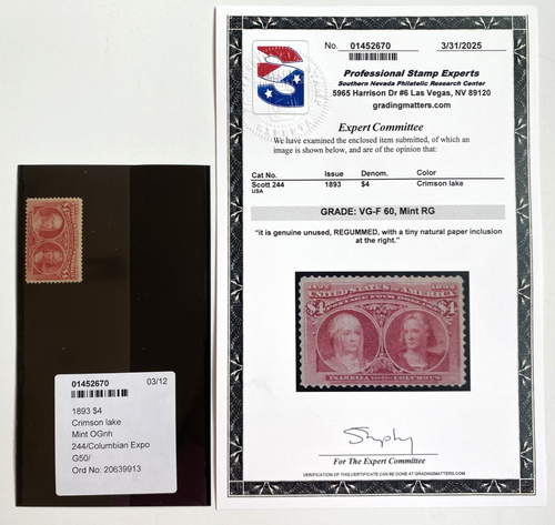 US Scott 1893 244 $4 NH Columbian Expo PSE