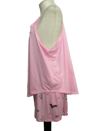 JOYSPUN SLEEPWEAR SHORTY SET Pink Dogs Tank & Shorts Sz L* - Picture 3 of 9