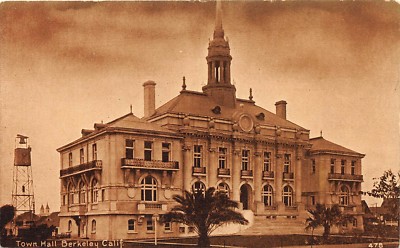 D85/ Berkeley California Ca Postcard c1910 Town Hall Building
