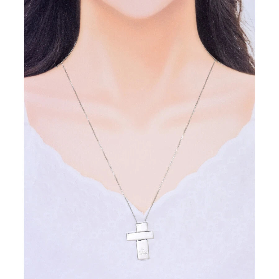Collier pendentif croix séparée marque Gucci argent 925 accessoire bijoux