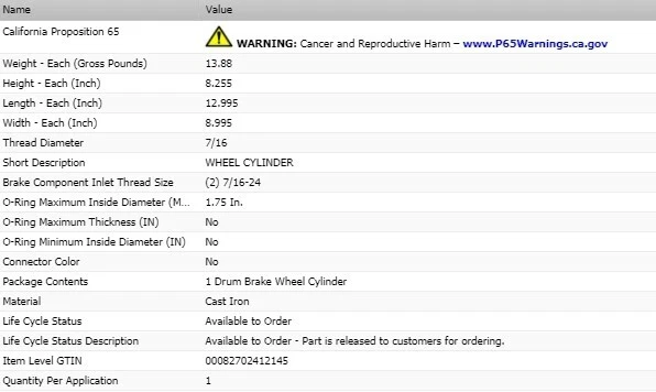 Cilindro de rueda de tambor de freno Dorman para Ford B7000 1984-1987 Foto 4 de 4