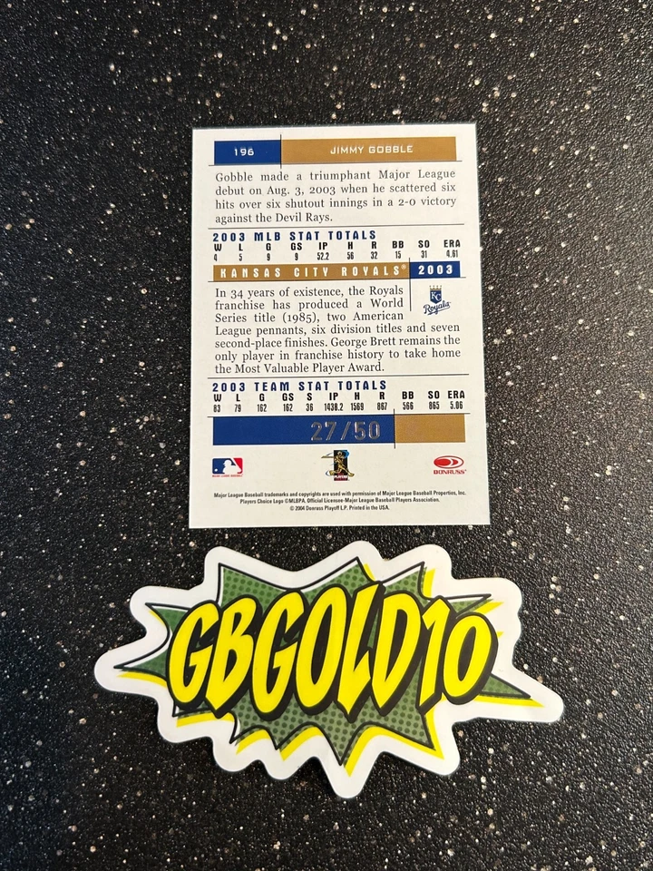 2004 Donruss Team Heroes - #196 Jimmy Gobble Showdown /50 - Image 2 of 2