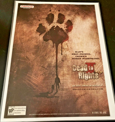 Dead To Rights II - Vintage Gaming Print Ad / Poster / Wall Art - Dog Paw Print