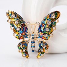 Vintage Art Nouveau Style Fairy Nymph Pendant Butterfly Brooch Shawl Pin Jewelry