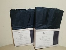 2 x Panels RHome navy blue 100 Blackout One Pinch Pleat Back Tab 25 in x 84 in
